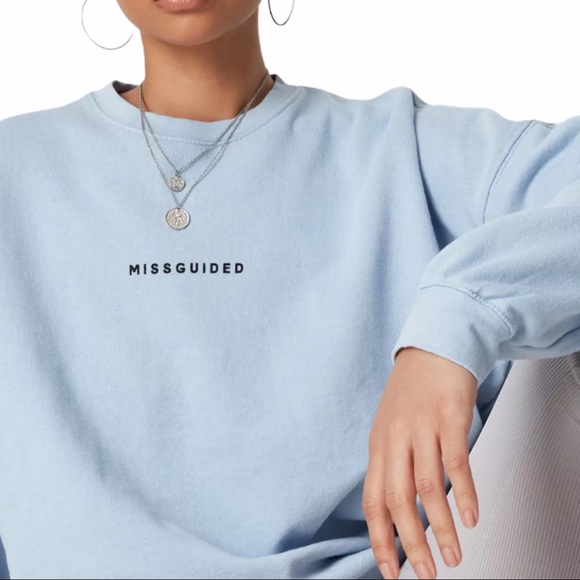 MISSGUIDED WASHED BASIC SWEAT IN LIGHT BLUE SZ4 - BRAND NEW/SEALED - Picture 3 of 5